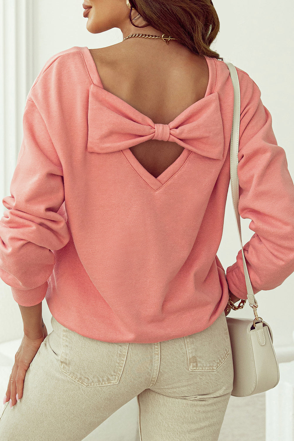 Bow knot  Round Neck Sweatshirt