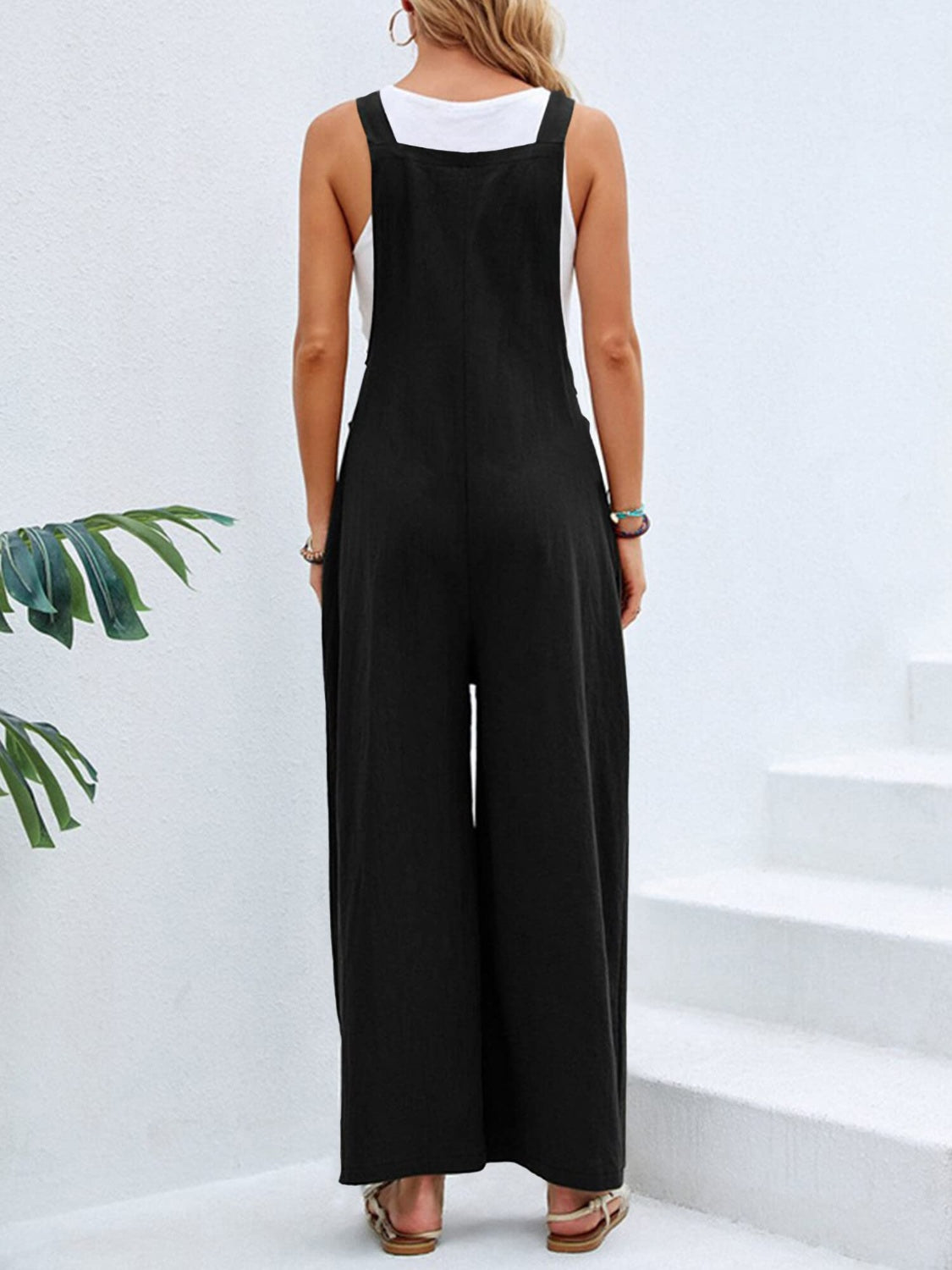 Full Size Square Neck Wide Strap Overalls