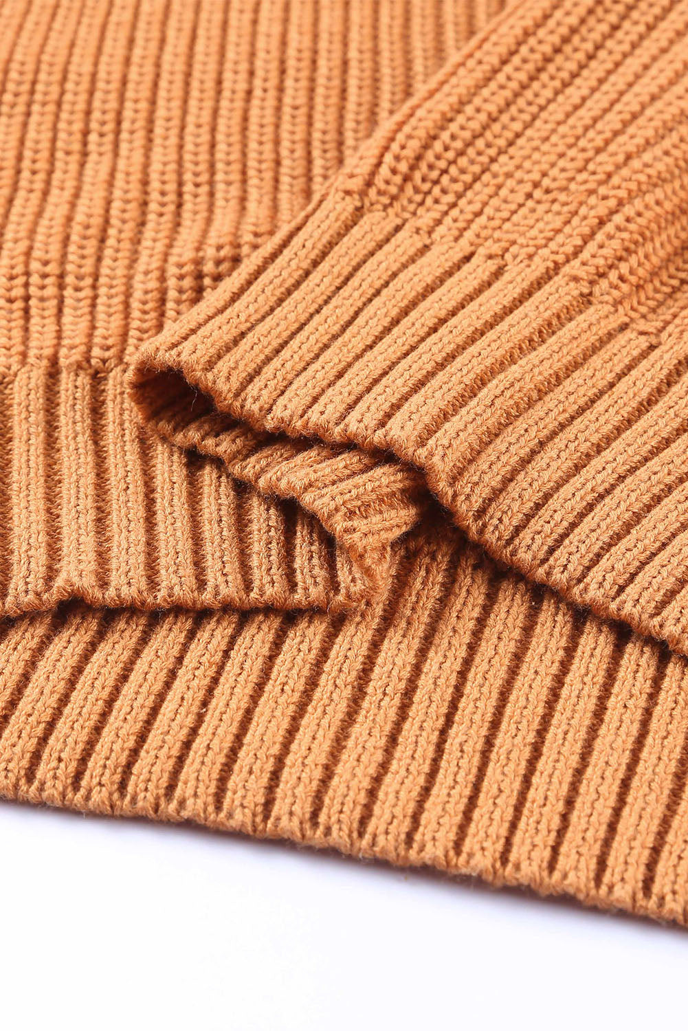 Brown Crew Neck Cold Shoulder Hollow-out Back Sweater