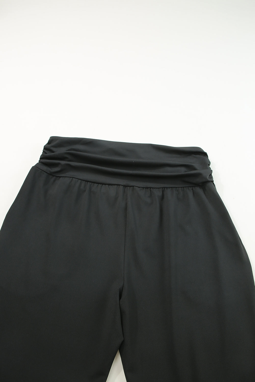 Black High Waist Pleated Pocket Leggings