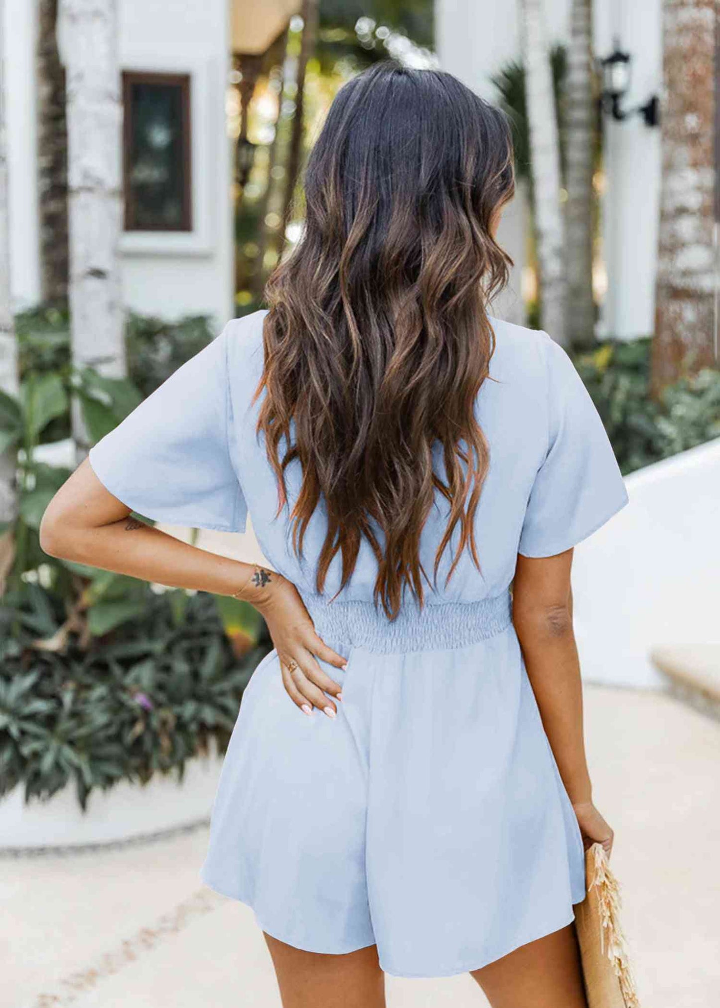 V-Neck Flutter Sleeve Romper