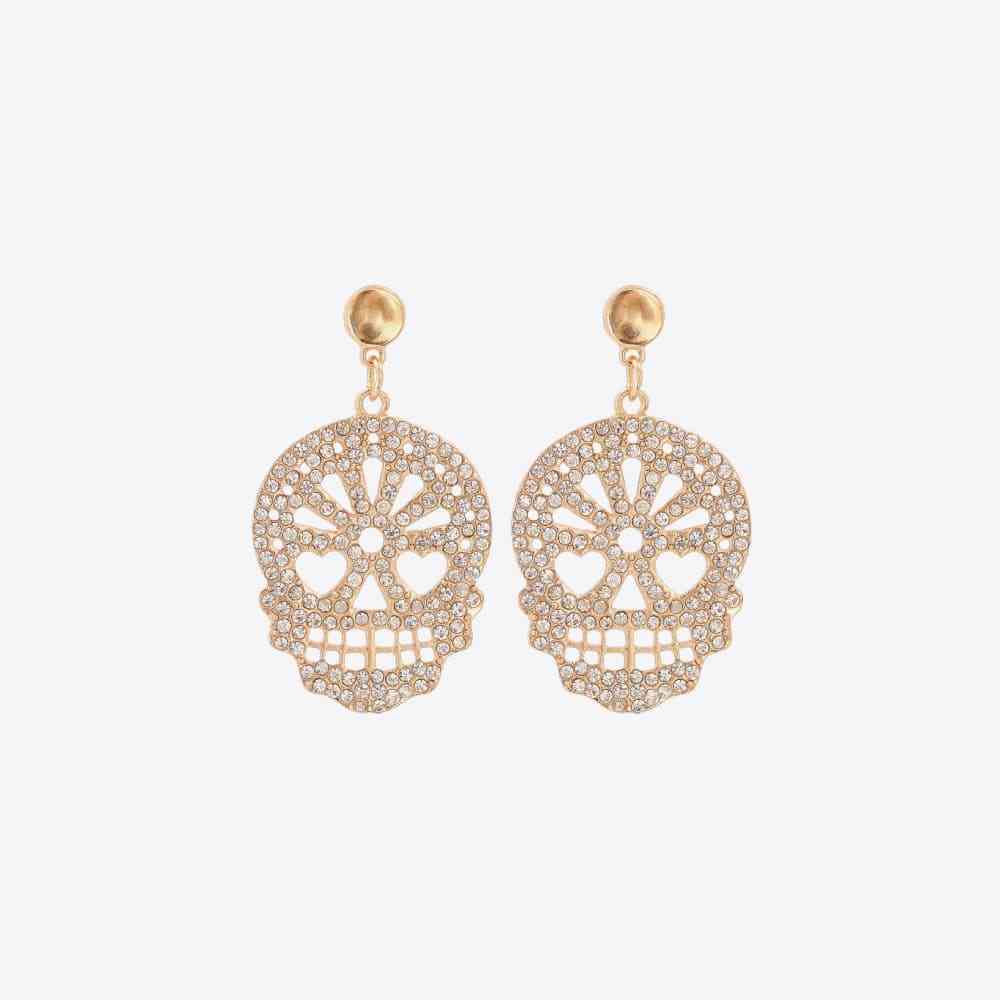 Skull Rhinestone Alloy Earrings