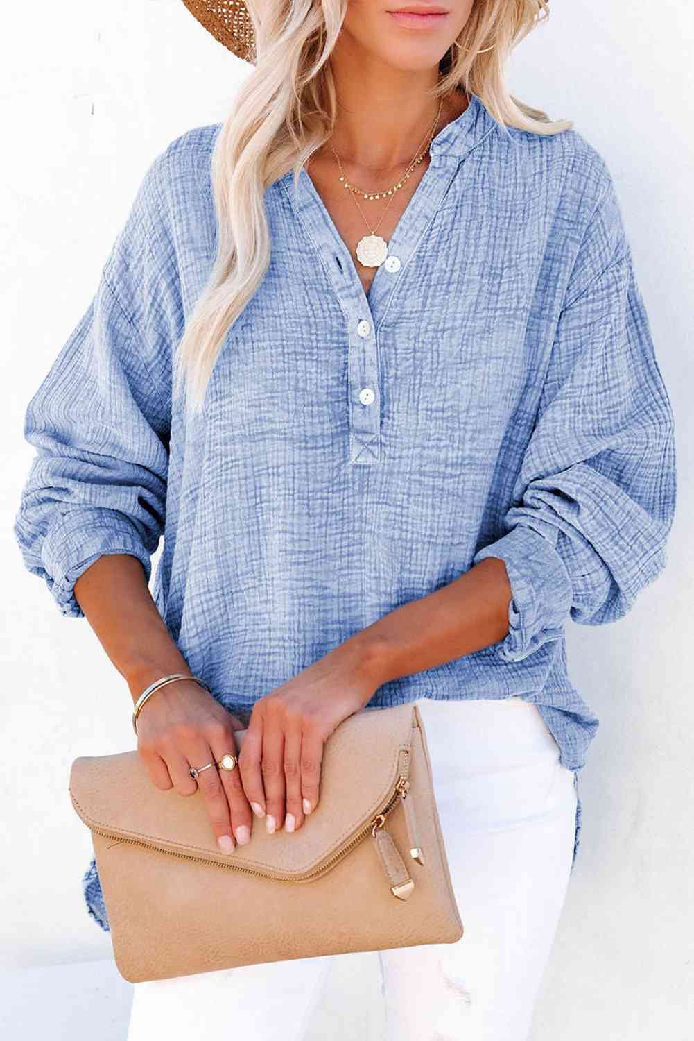 Buttoned Long Sleeve Blouse