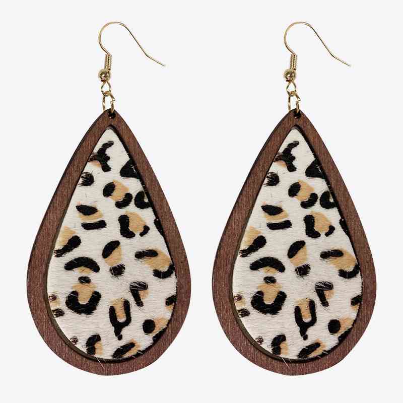 Teardrop Shape Wooden Dangle Earrings