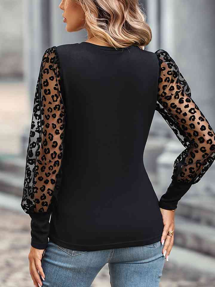 Leopard Round Neck Top