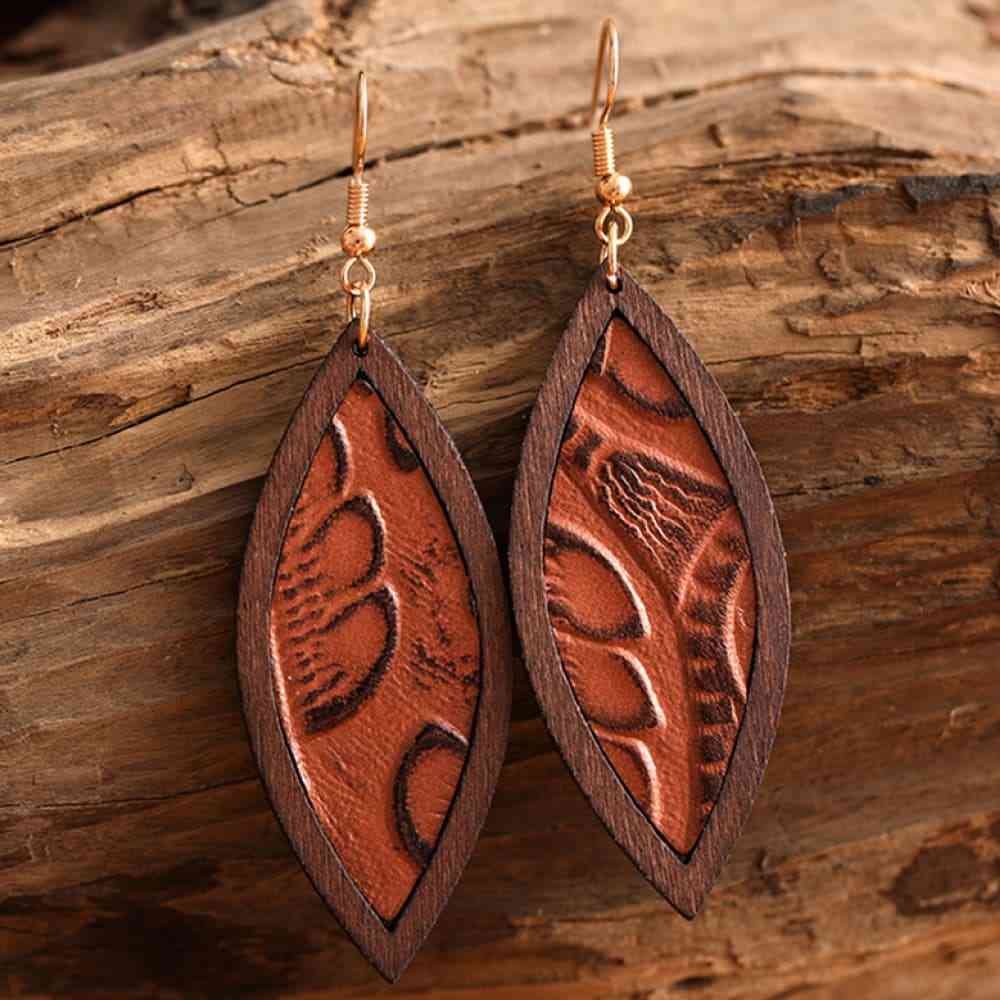 Geometrical Shape Wooden Dangle Earrings